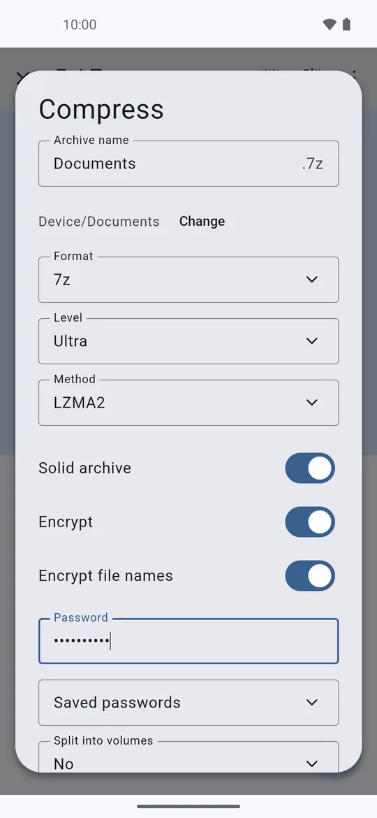 7z with encryption