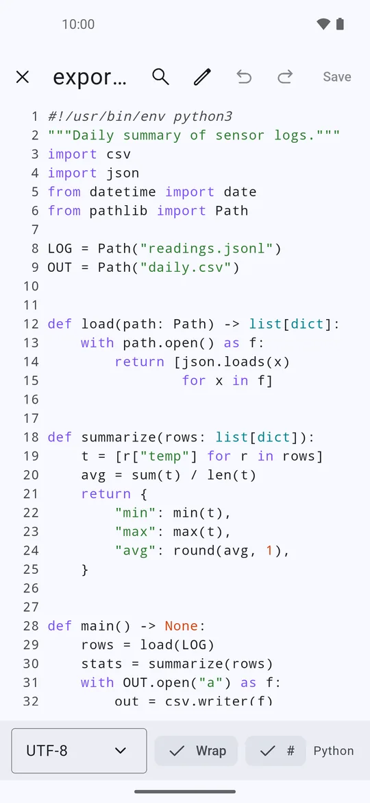 Text editor with highlighting