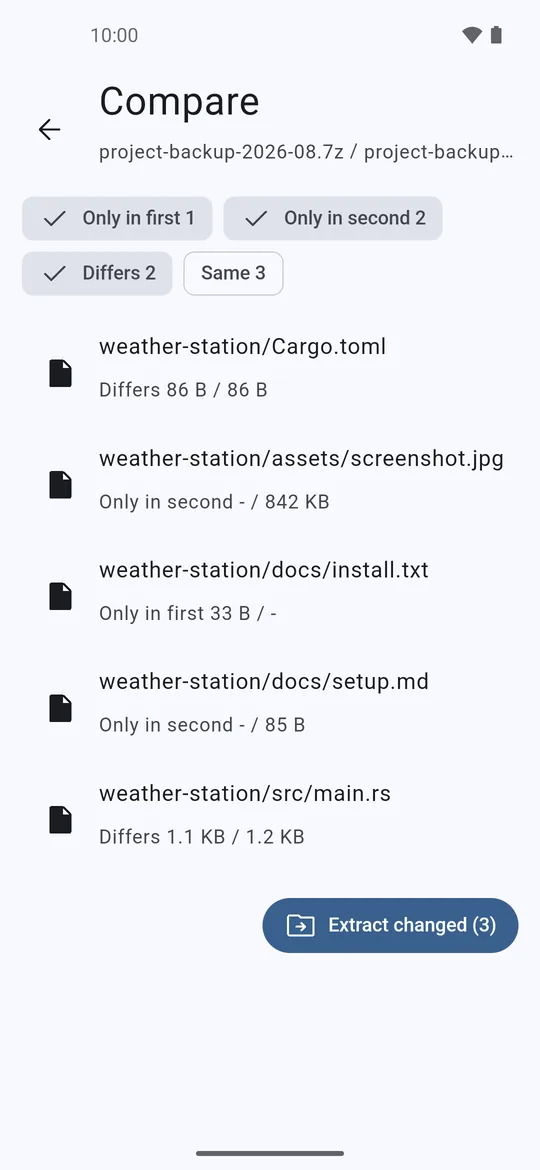 Compare two backups
